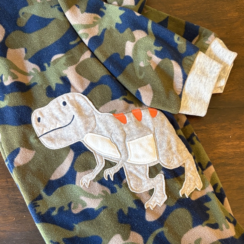 Carter's Green and Blue Dinosaur Camouflage Footsie Pajama Set size 12
